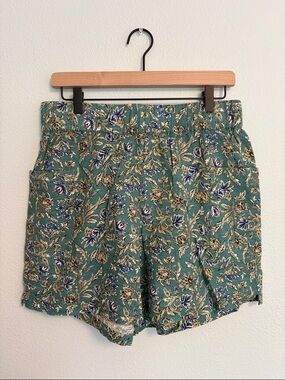 Green Floral High-Rise Bibico Shorts